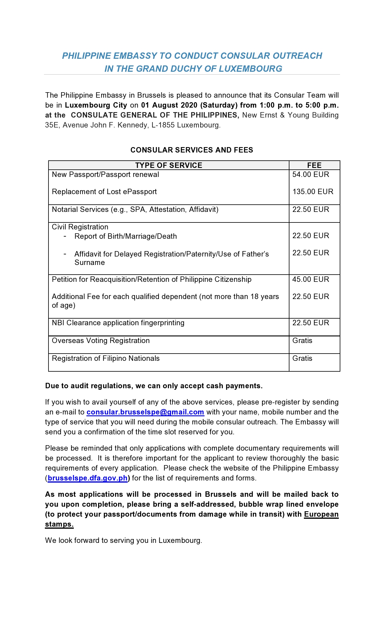 CONSULAR OUTREACH IN LUXEMBOURG Announcement 1 AUG 2020 page0001